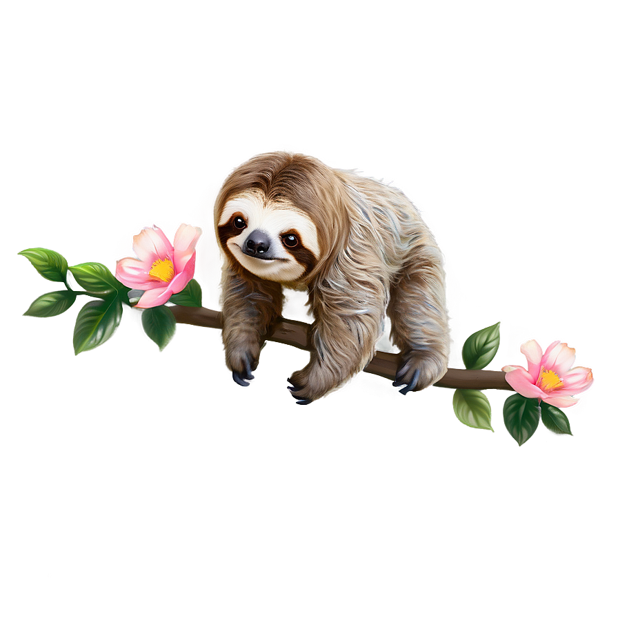 Sloth With Flowers Png Ubi PNG