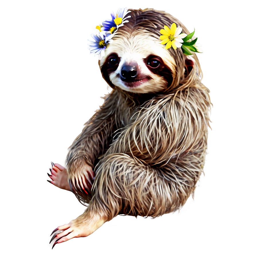 Download Sloth With Flowers Png Wrb48 | Wallpapers.com