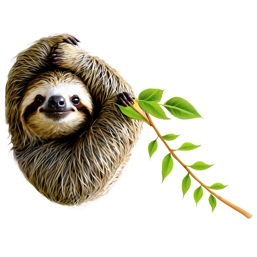 Download Sloth With Leaves Png Tas | Wallpapers.com