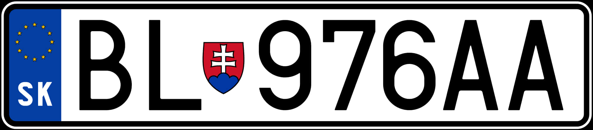 Slovakia E U License Plate B L976 A A PNG