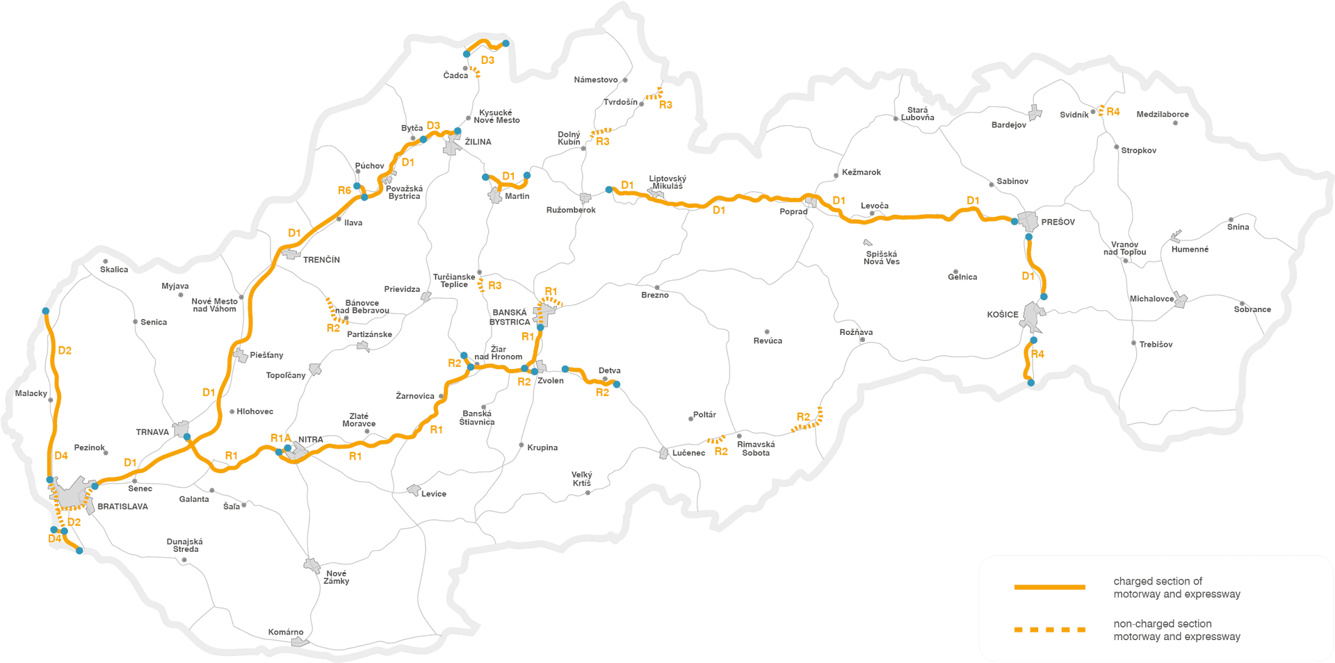 Slovakia Motorway Network Map PNG