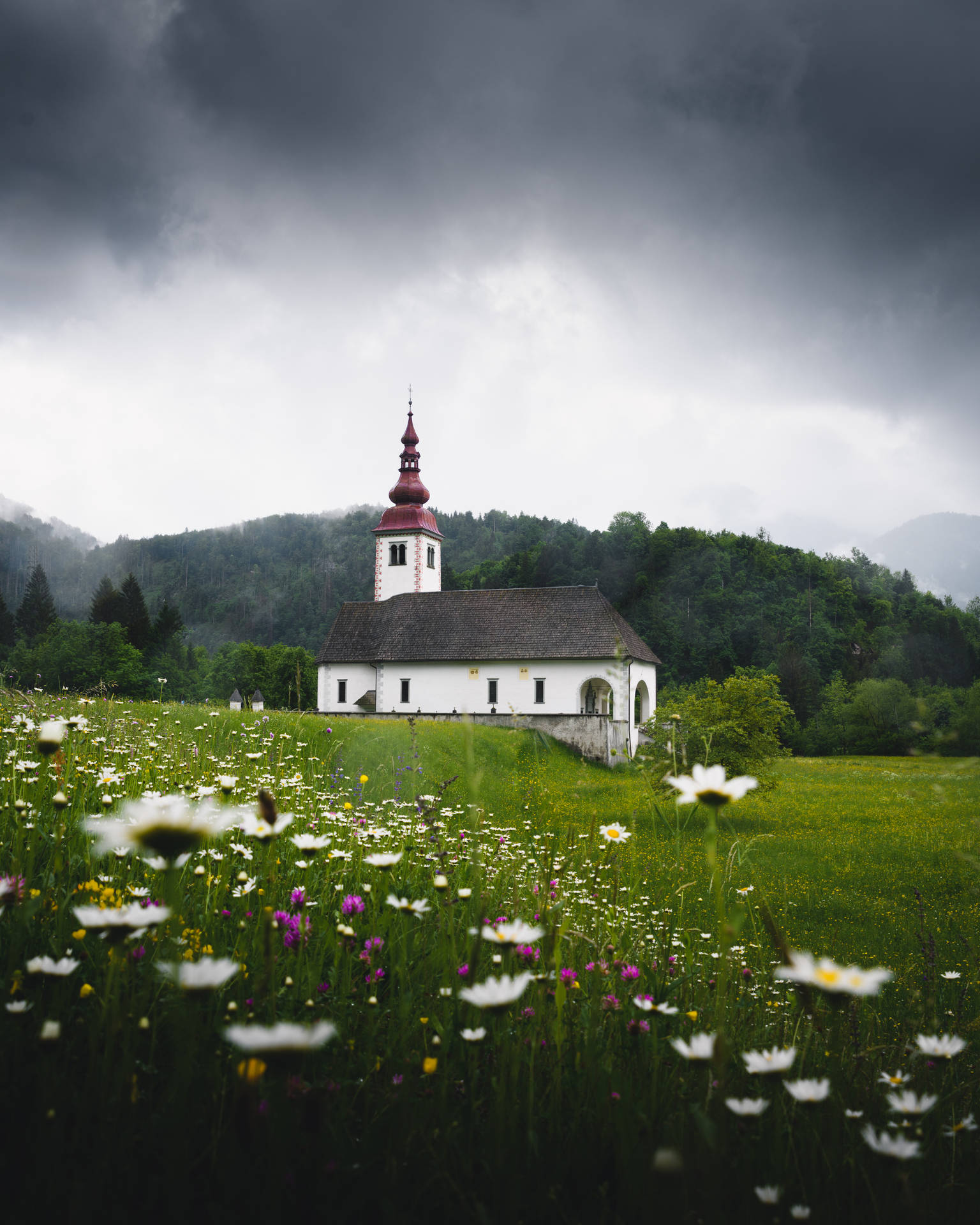 Slovenien Bitnje Antagelses Kirke smukke tapet Wallpaper