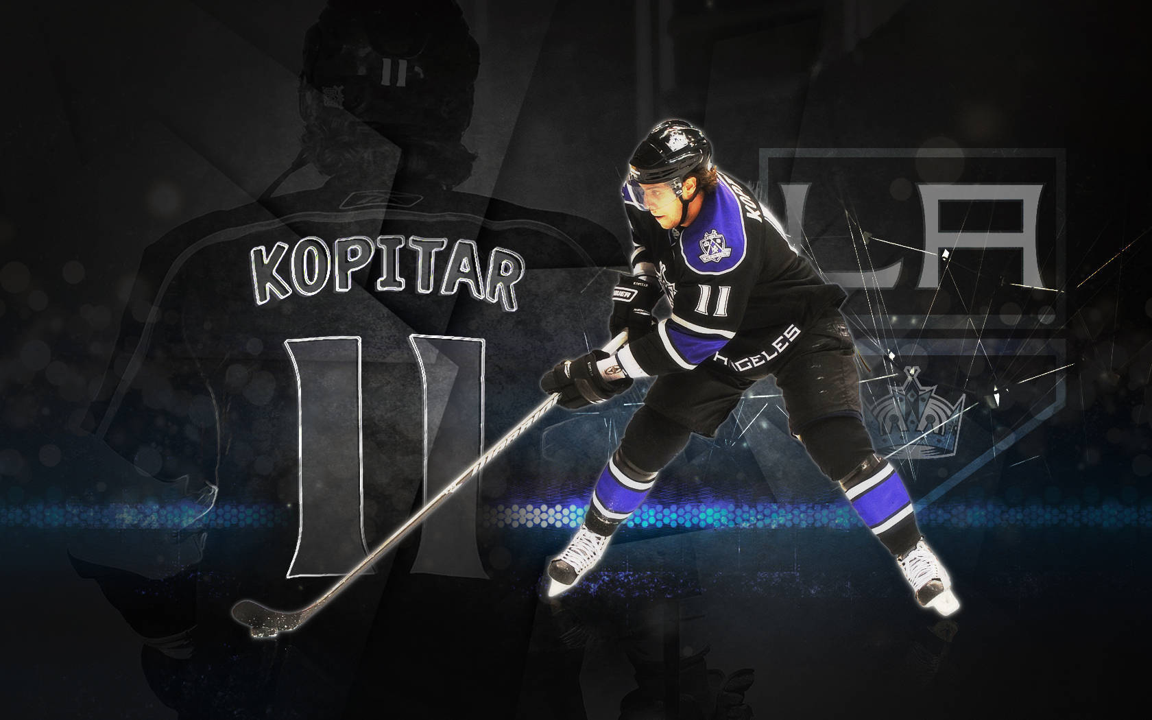 Grafisk Wallpaper af den slovenske ishockeyspiller Anze Kopitar nummer 11 Wallpaper