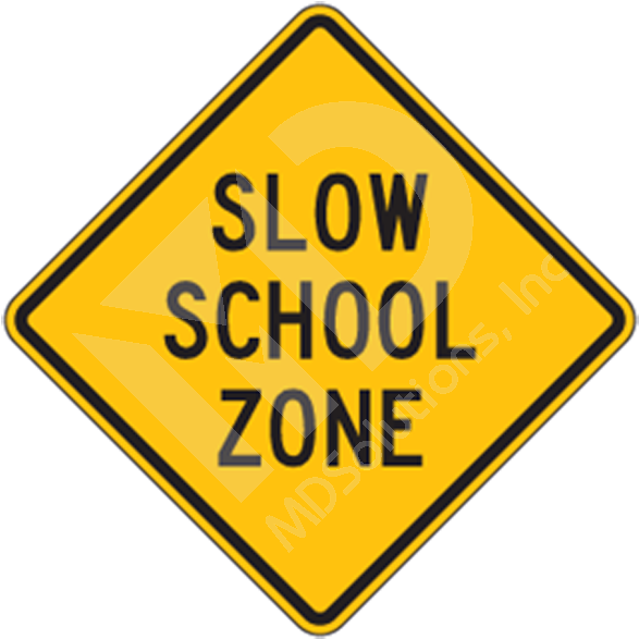 Slow School Zone Sign PNG