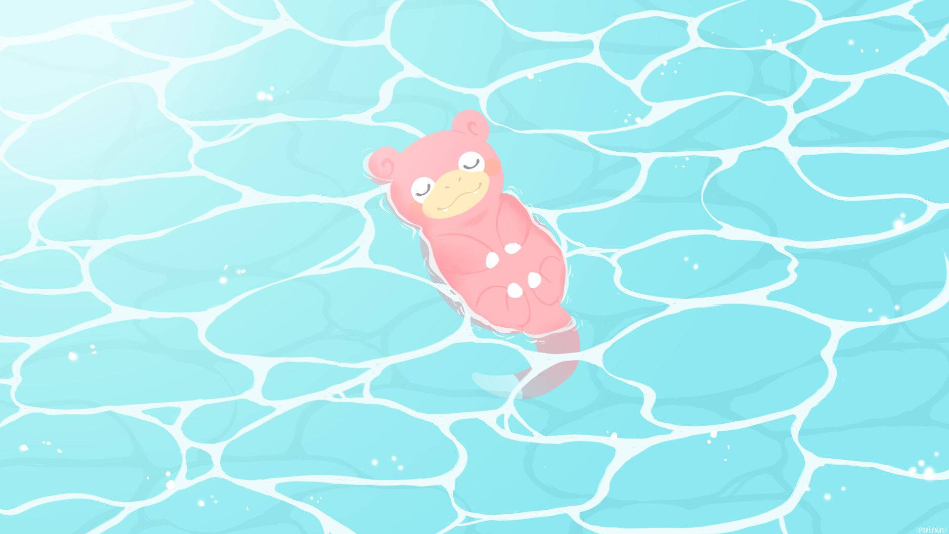 Slowpoke svømmer på vandet Wallpaper