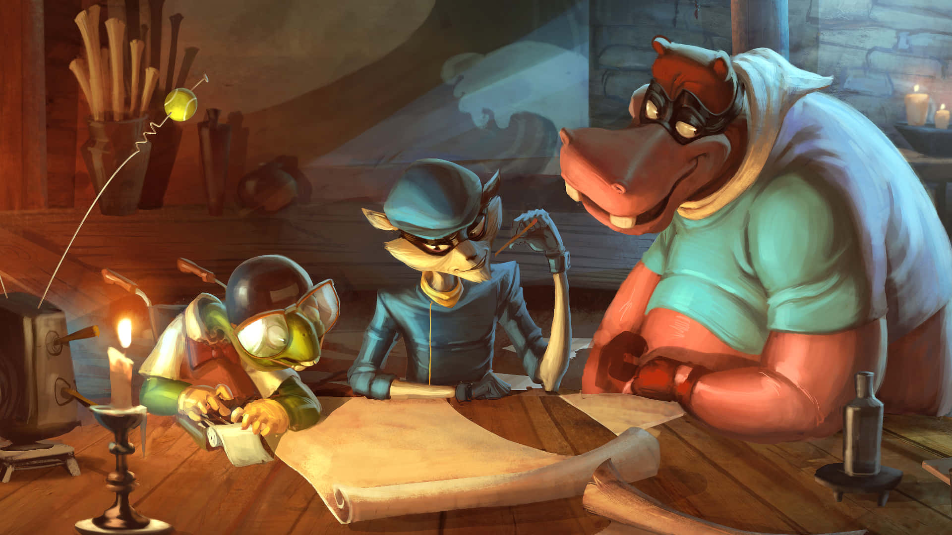 Sly Cooper With Murray And Bentley Wallpaper