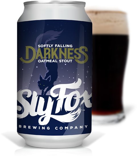 Sly Fox Oatmeal Stout Beer Canand Glass PNG