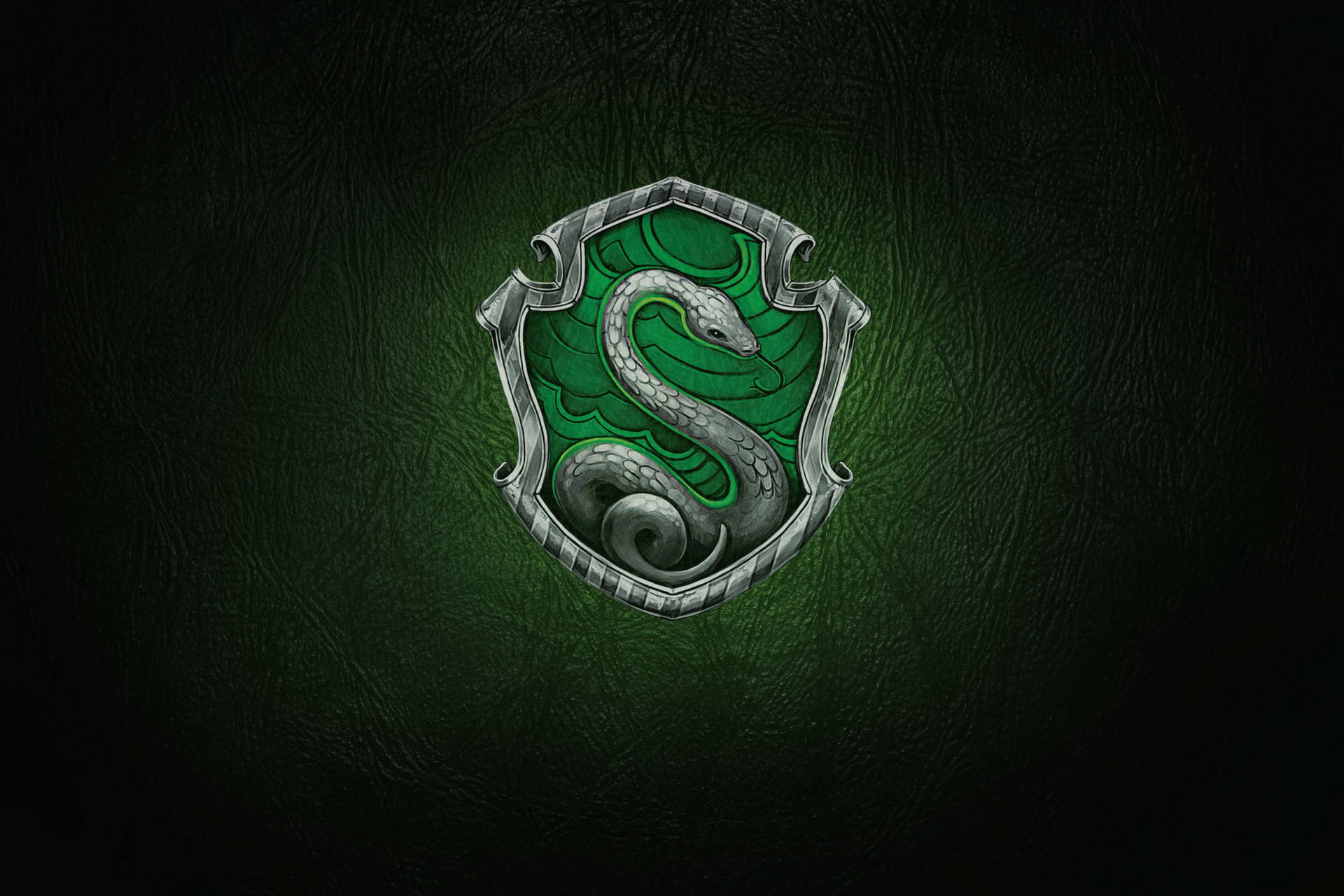 Slytherin Aesthetic Green Leather Texture Wallpaper