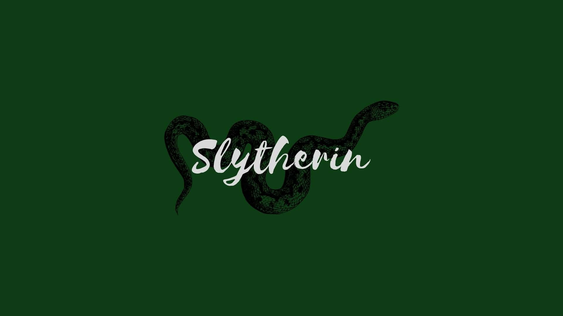 Experience the iconic Slytherin House aesthetic with this luxuriously detailed themed wallpaper.