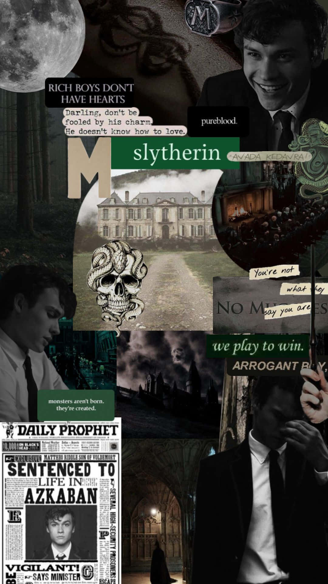 Slytherin Collage Dark Aesthetic Wallpaper
