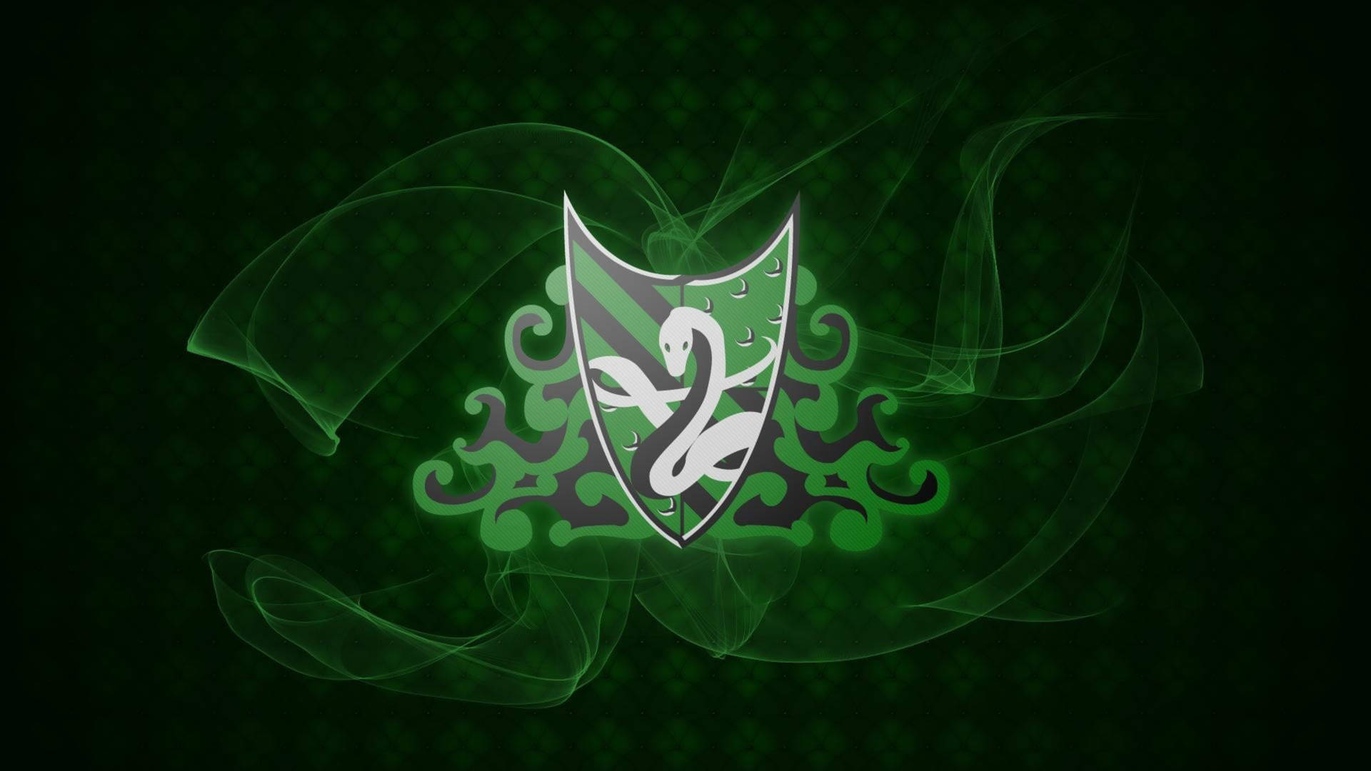 Slytherin Logo Green Flowers Artwork Wallpaper
