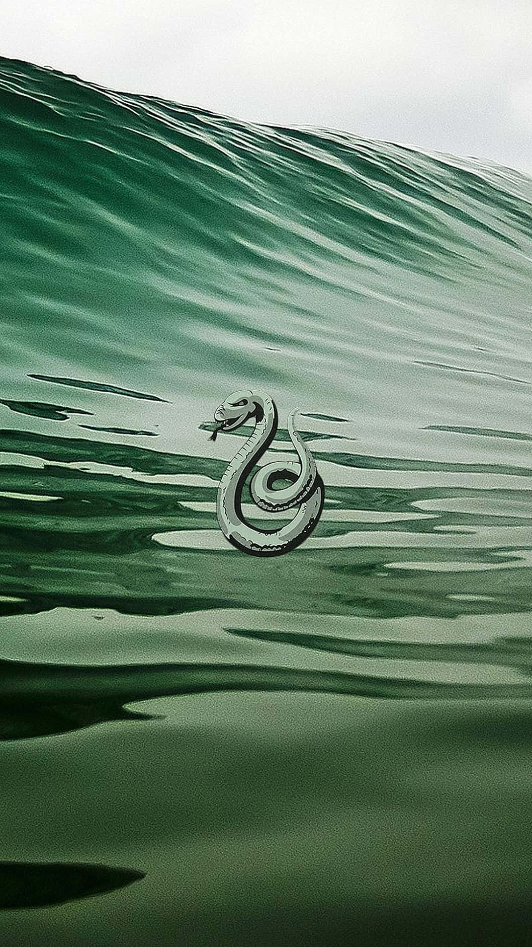 A Snake Logo On The Surface Of A Green Wave Wallpaper