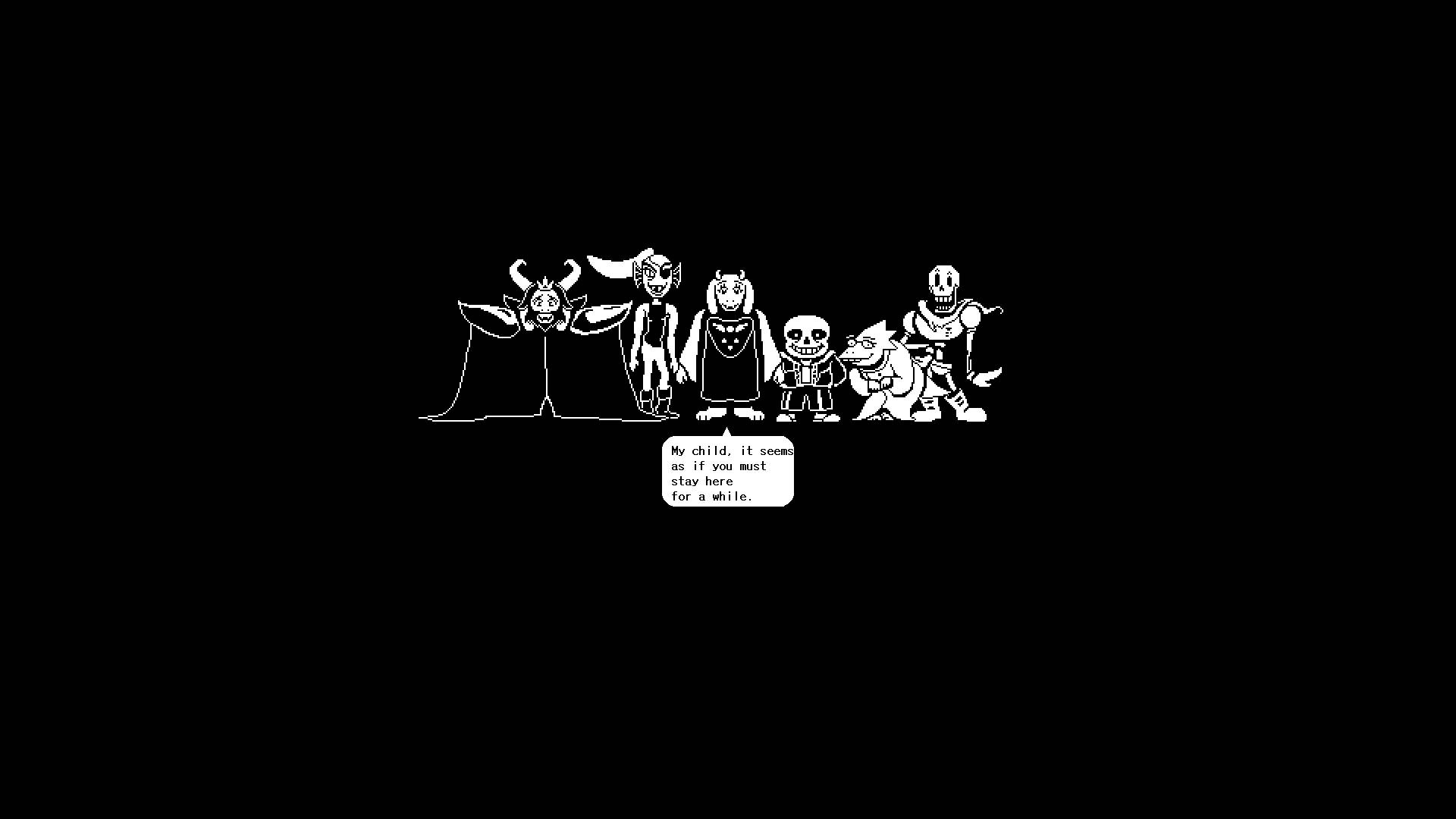 Small B&w Undertale Pixel Characters Background