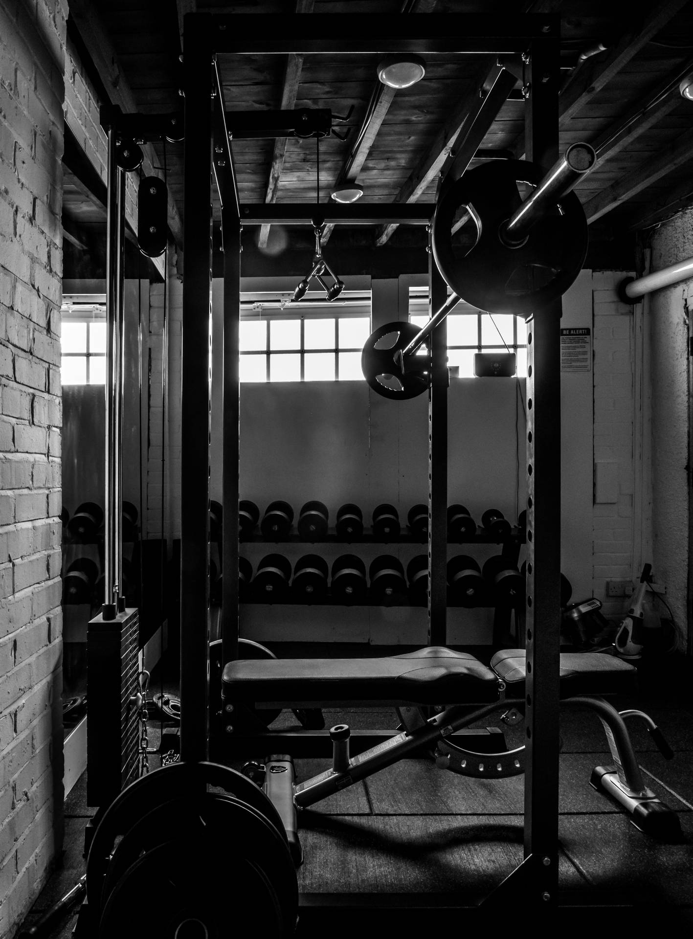 Small Black And White Gym Wallpaper