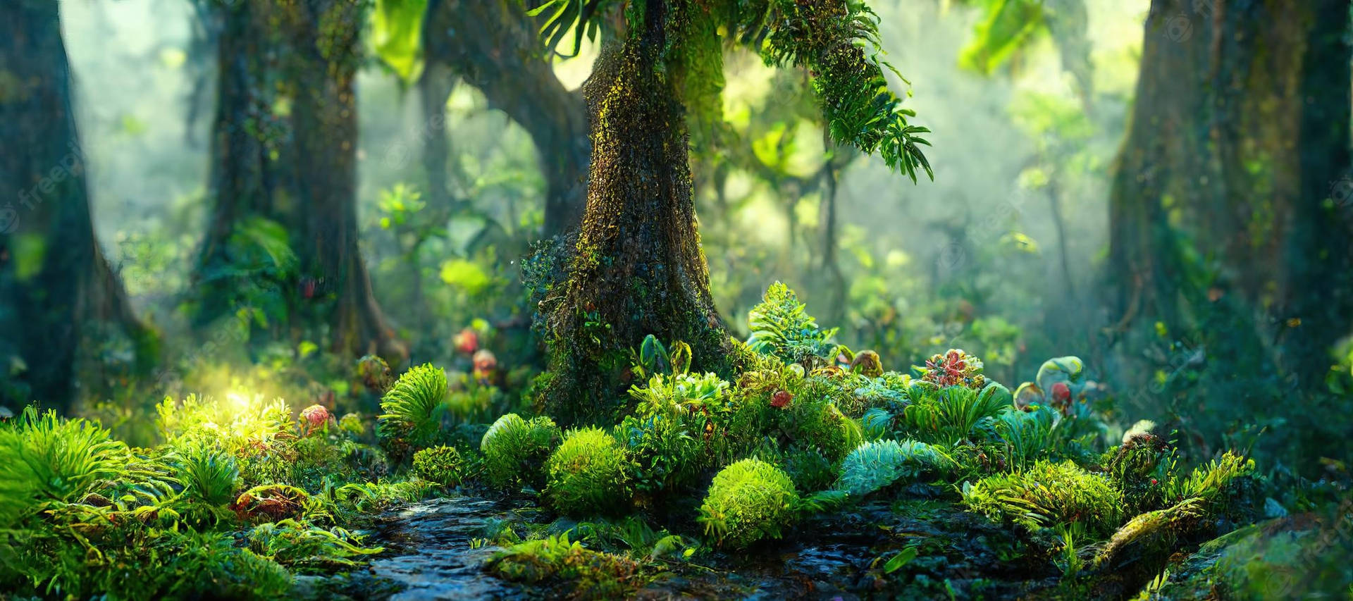 Small Enchanted Forest Floor Plants Wallpaper