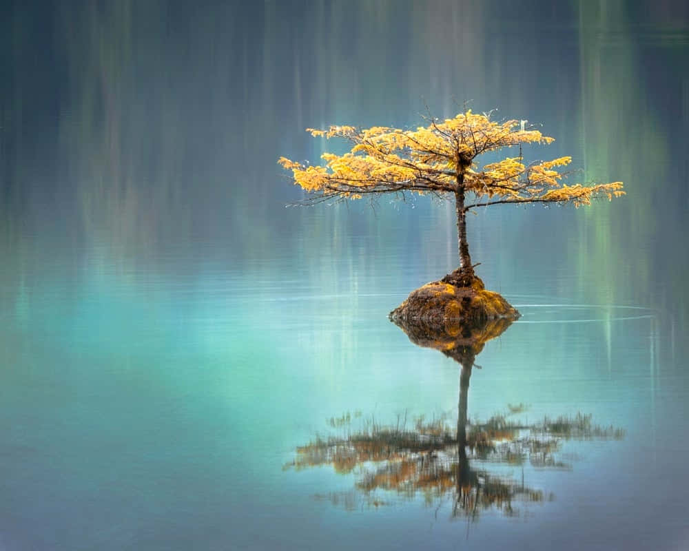 Small Golden Tree Natural Background Wallpaper