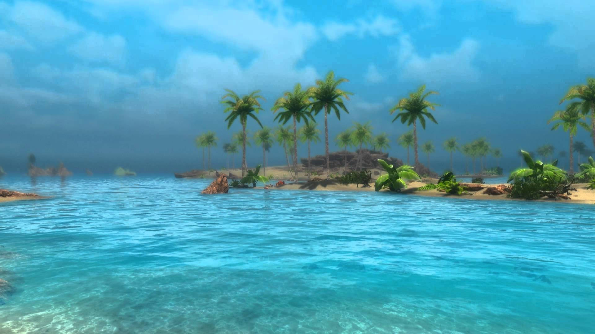 Small Island And Trees Animated Desktop Wallpaper