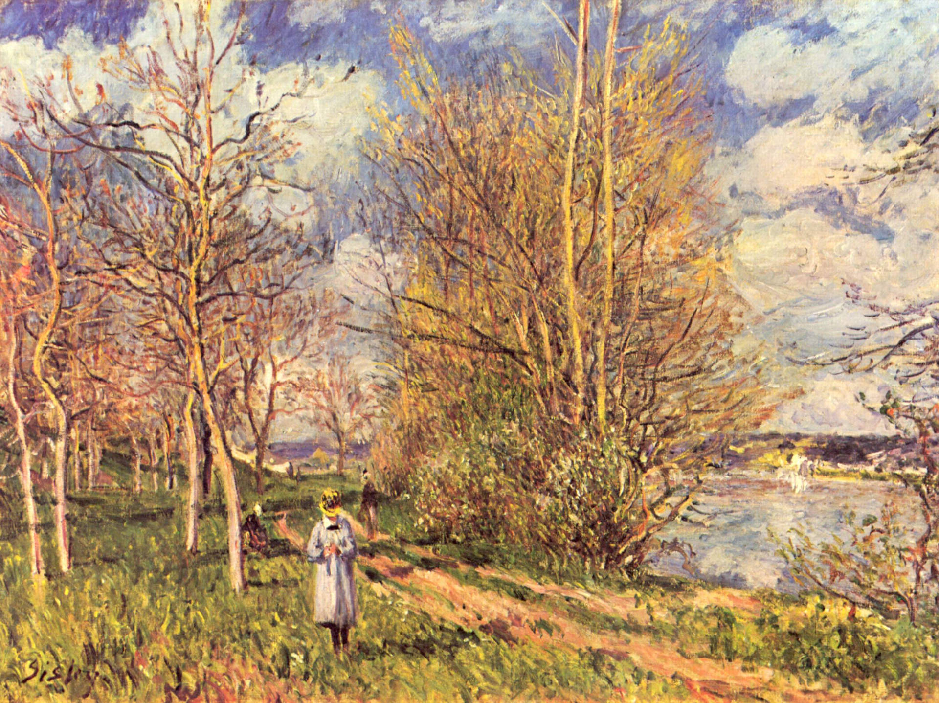 Small Meadows Spring Impressionist Art Wallpaper