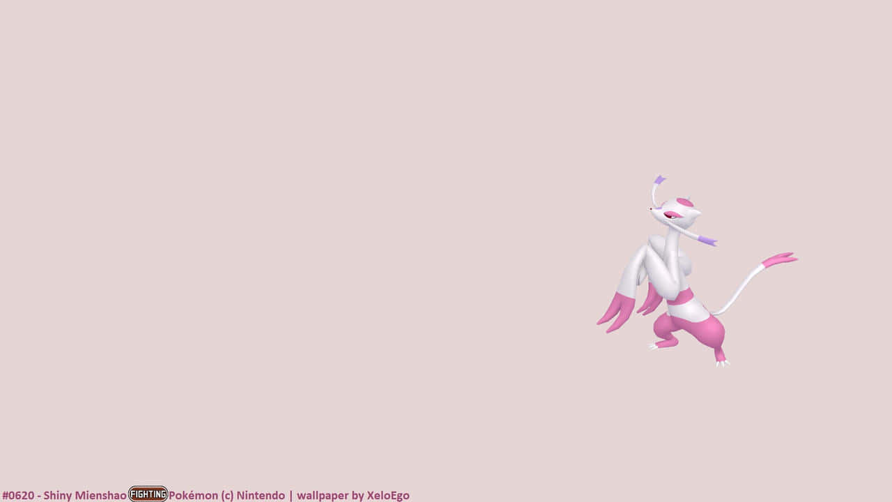 Small Mienshao Pink Background Wallpaper