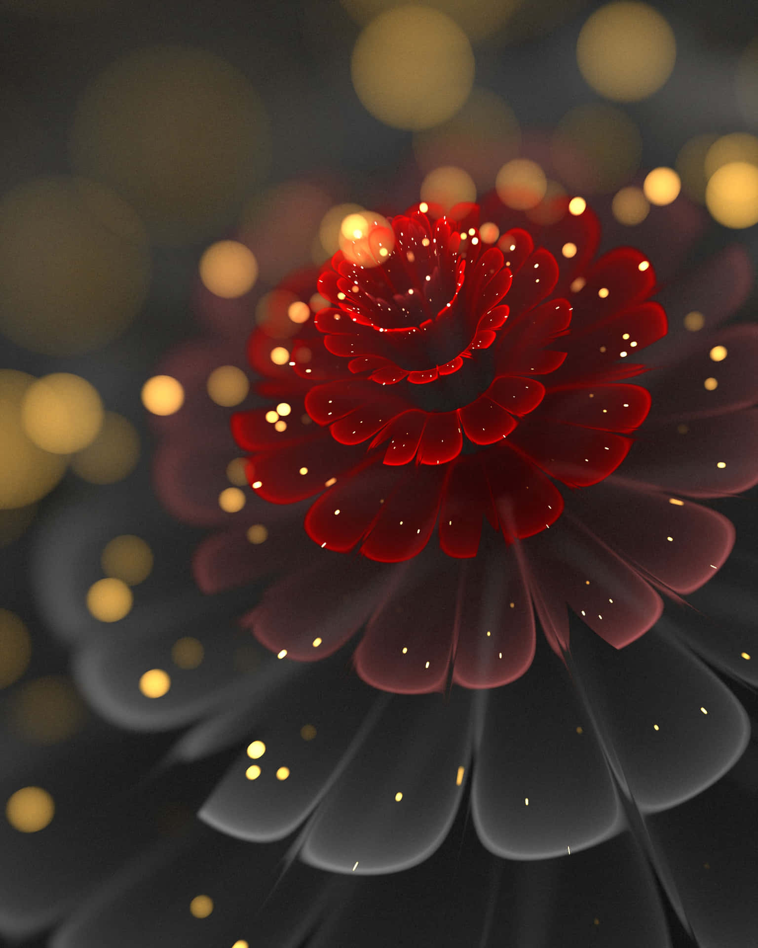 En rød blomst med guldflager for en poppe af sofistikation. Wallpaper