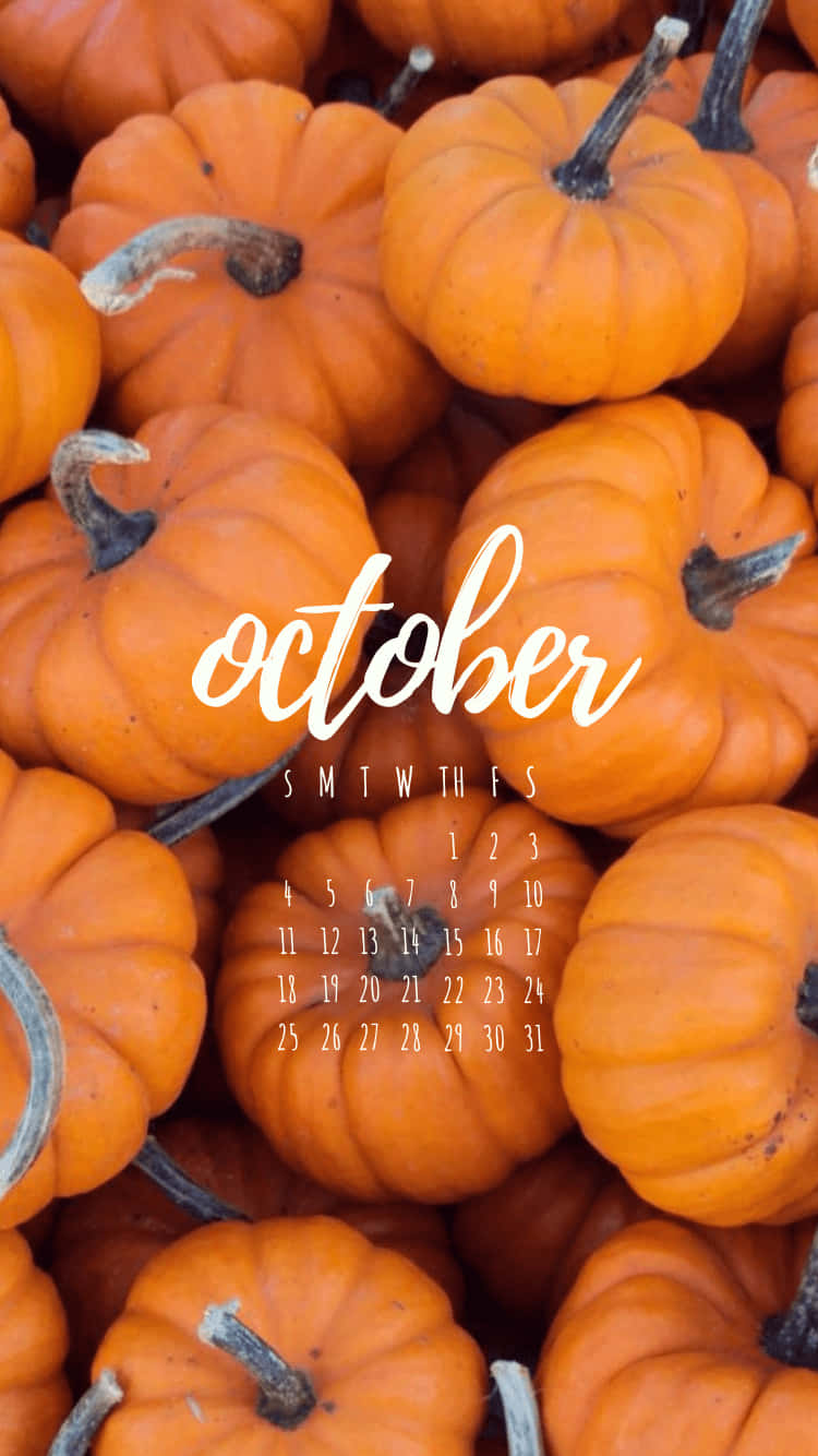 October Calendar With Pumpkins On It Wallpaper