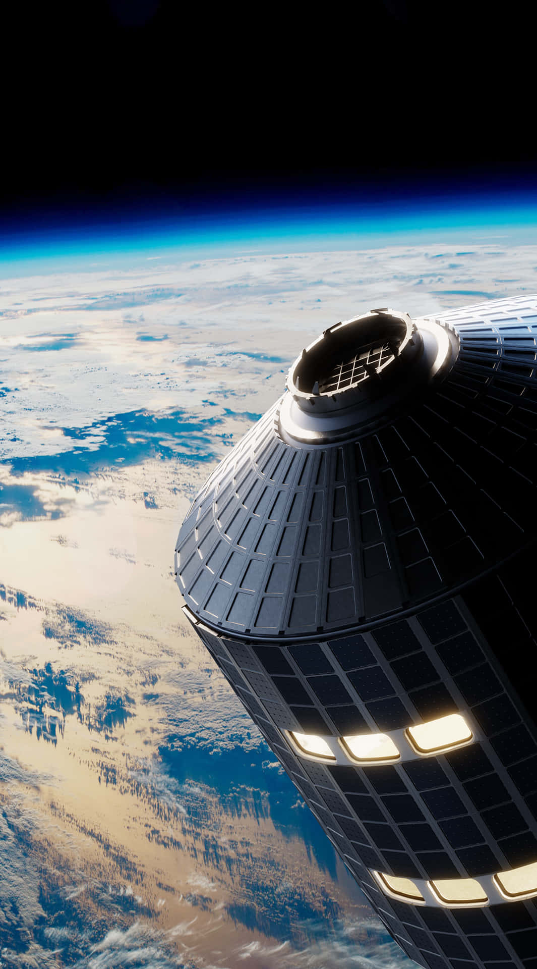 Unaestación Espacial Está Volando Sobre La Tierra. Fondo de pantalla