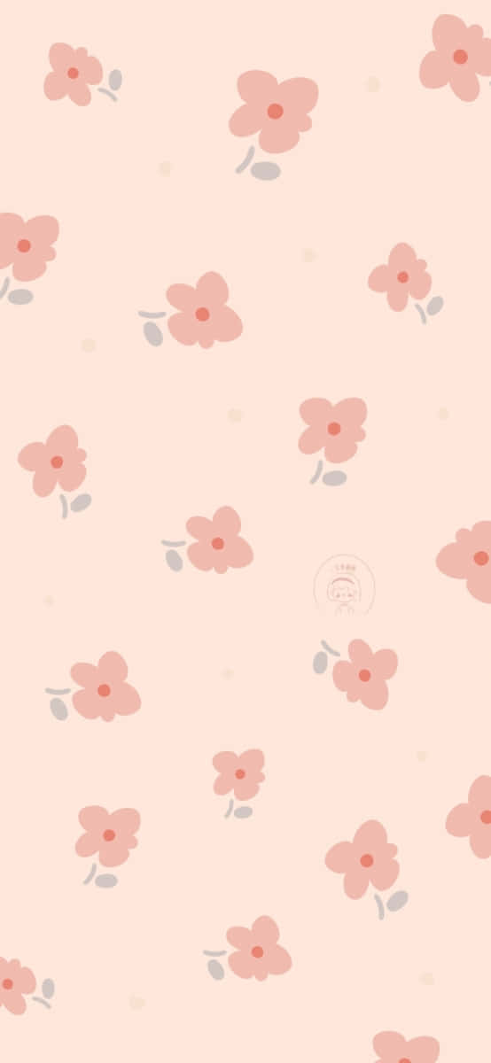 Enrosa Blommönster Med Grå Och Rosa Blommor Wallpaper