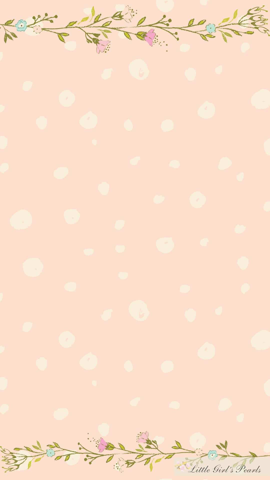 A Pink Background With Flowers And Polka Dots Wallpaper