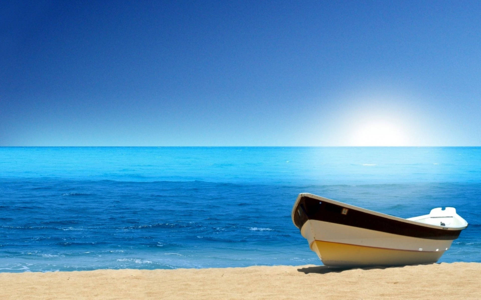 Small Row Boat On White Sand Wallpaper