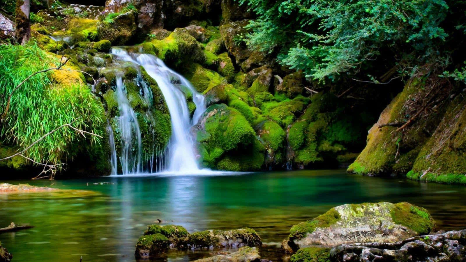 Small Waterfall Natural Background Wallpaper