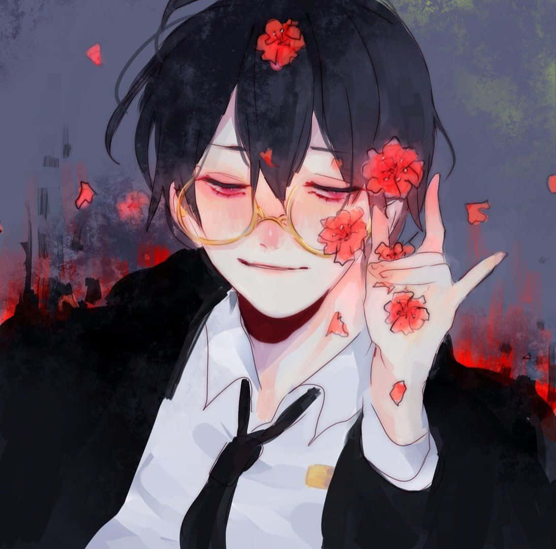 Smart Boy Anime Flowers Picture