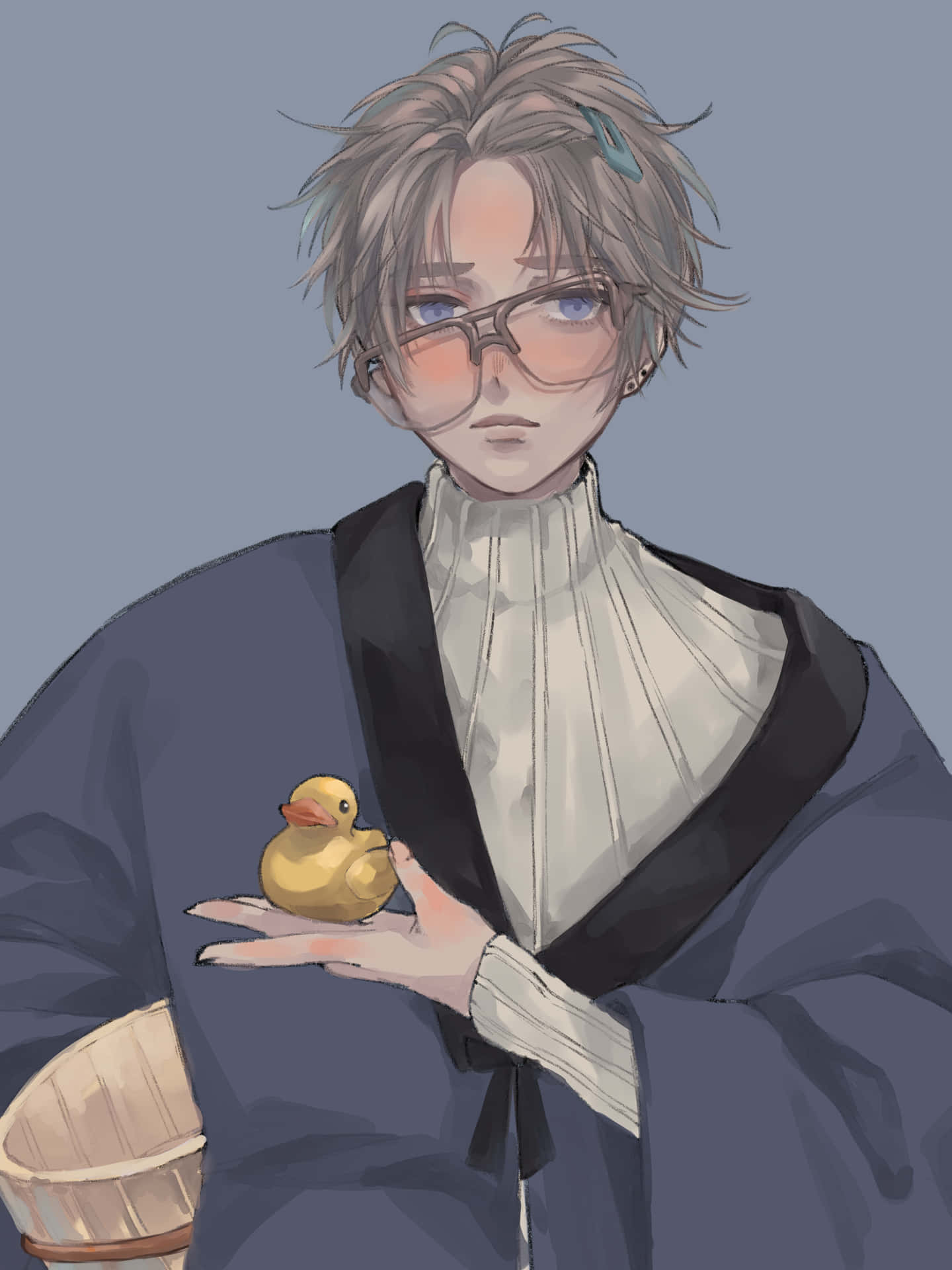Smart Boy Anime With Toy Duck Picture
