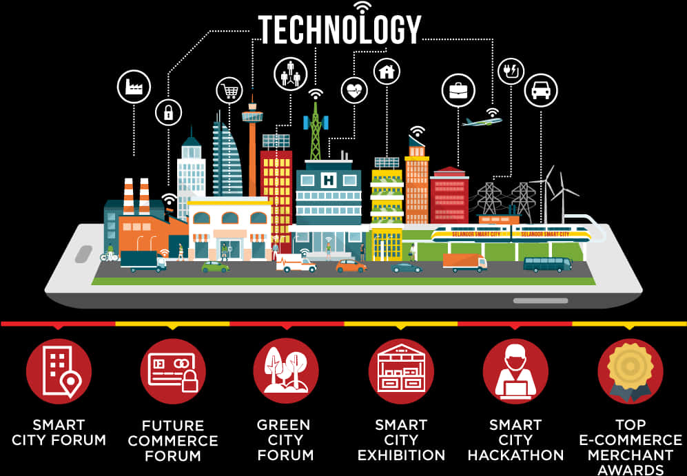 Smart City Technology Concept Illustration PNG
