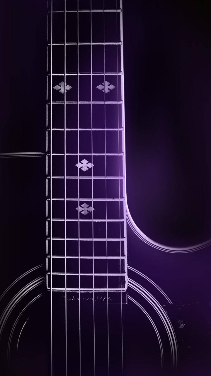 Smart Neon Purple Acoustic Guitar Wallpaper