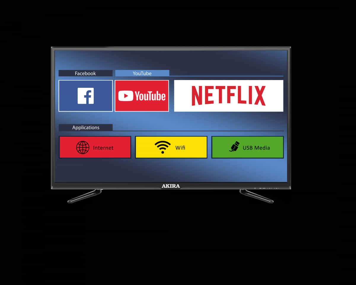 Smart T V Displaying Streaming Apps PNG