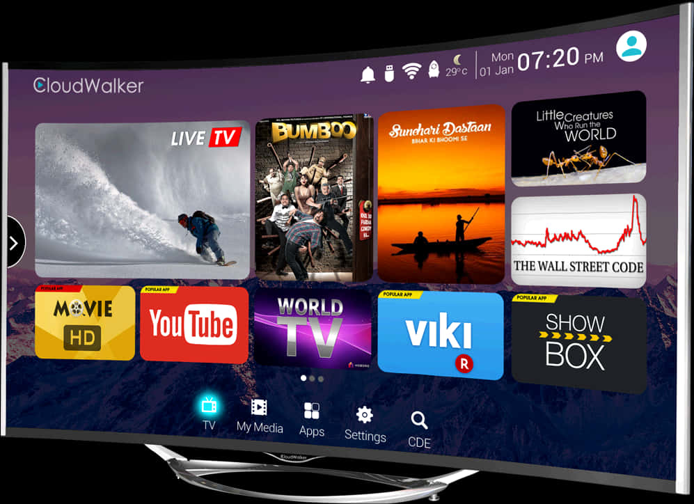 Smart T V Interface Display PNG