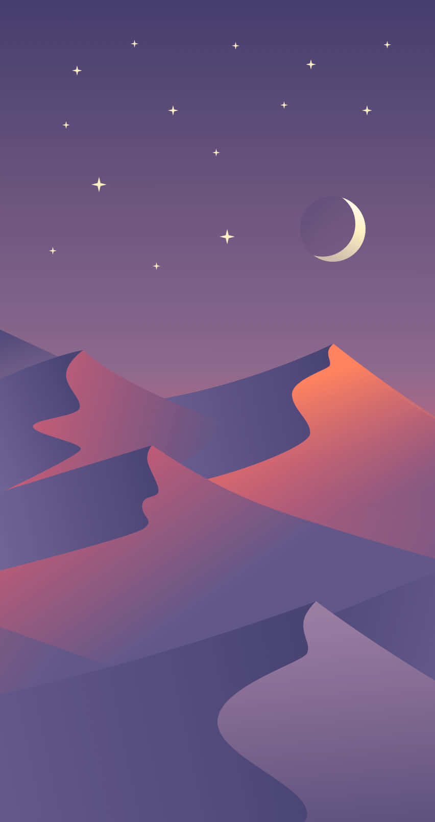 A Desert Landscape With A Moon And Stars