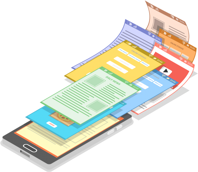 Smartphone App Interface Layers PNG