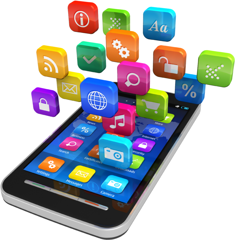 Smartphone Apps Floating3 D PNG