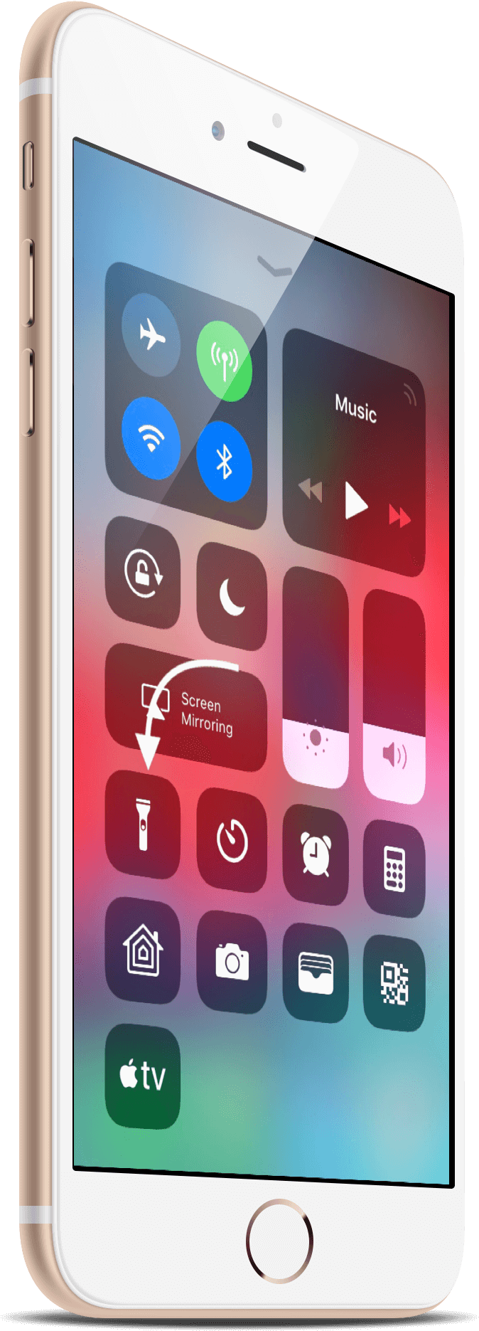 Smartphone Control Center Flashlight Enabled PNG