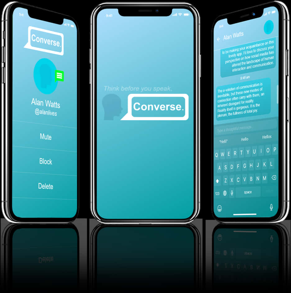 Smartphone Converse App Screenshots PNG