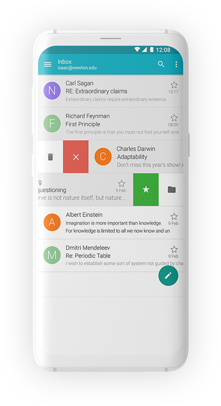 Smartphone Email Inbox Interface PNG