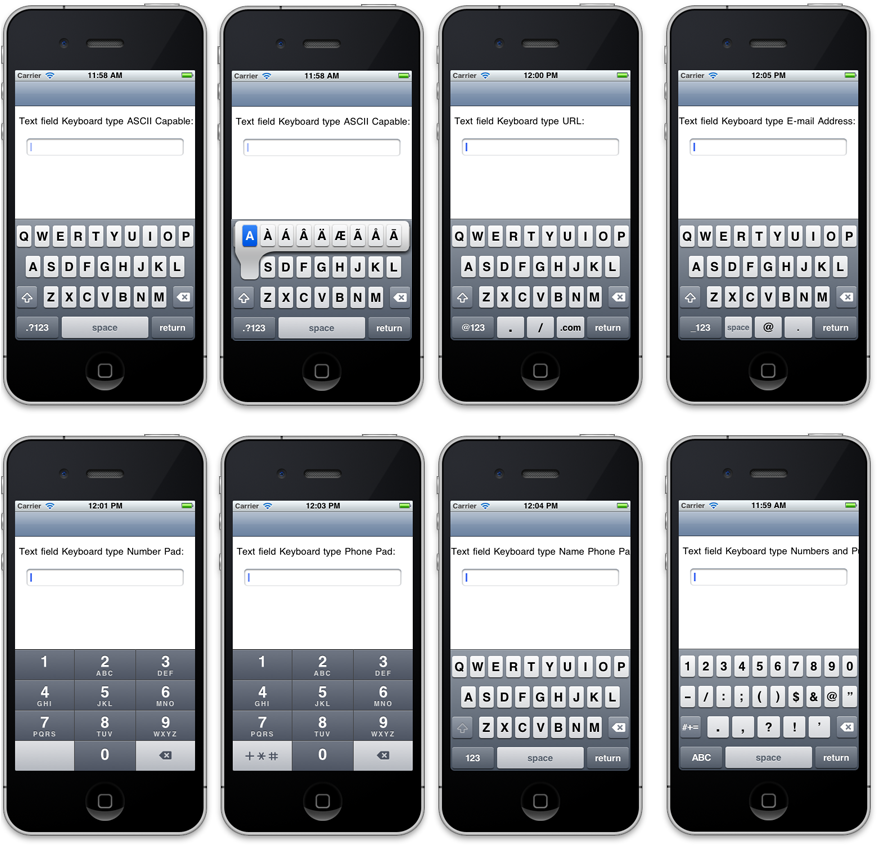 Smartphone Keyboard Types Display PNG