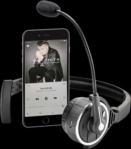 Smartphone Music Headset Setup PNG