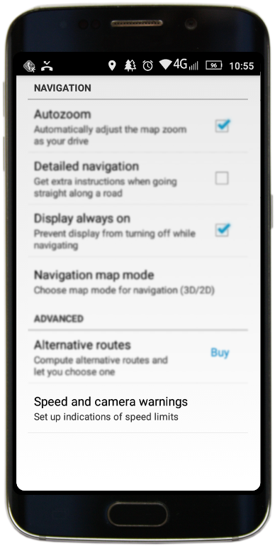 Smartphone Navigation Settings Menu PNG