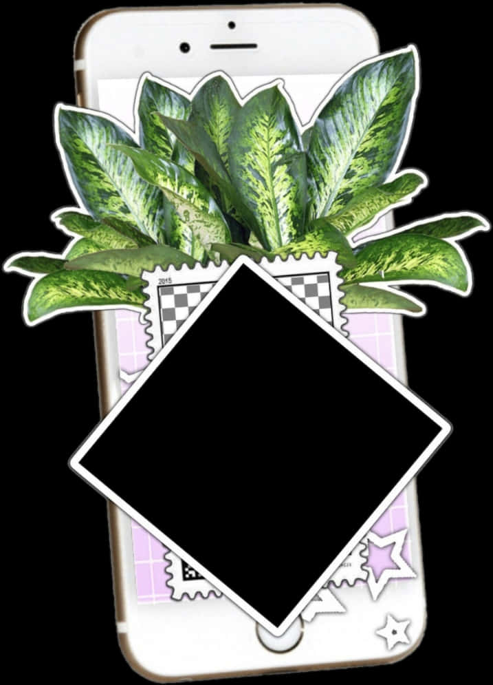 Smartphone Plant Aesthetic Overlay PNG