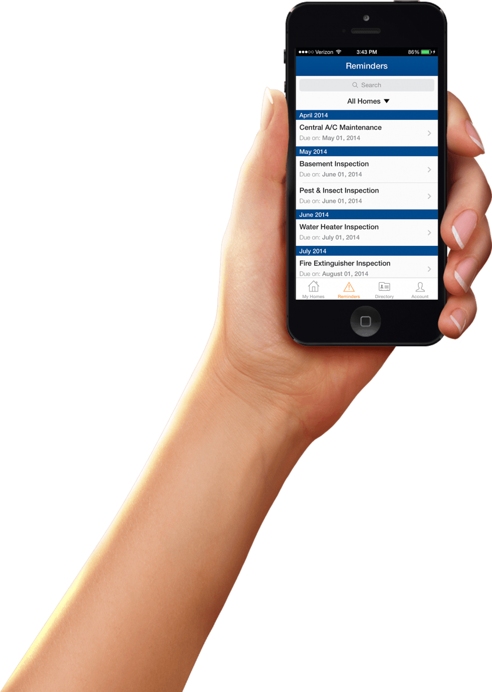 Smartphone Reminder App Hand Hold PNG
