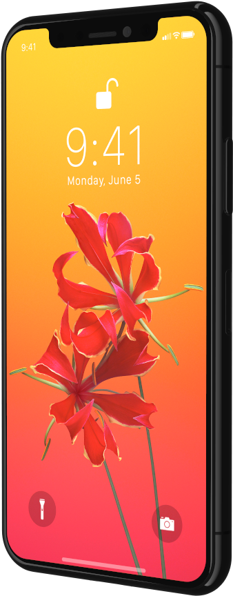 Smartphone With Floral Wallpaper PNG