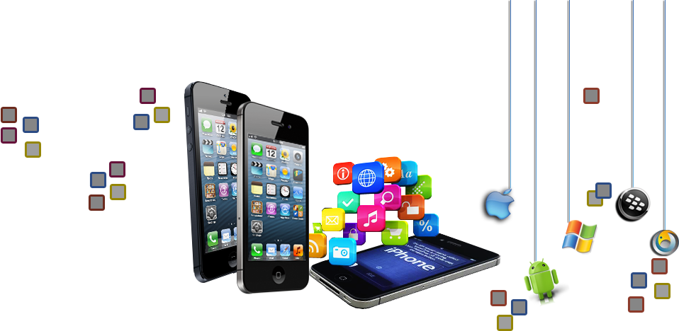 Smartphones Apps Floating Icons PNG