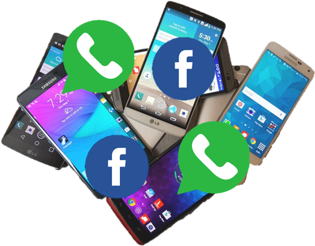 Smartphoneswith Social Media Icons PNG